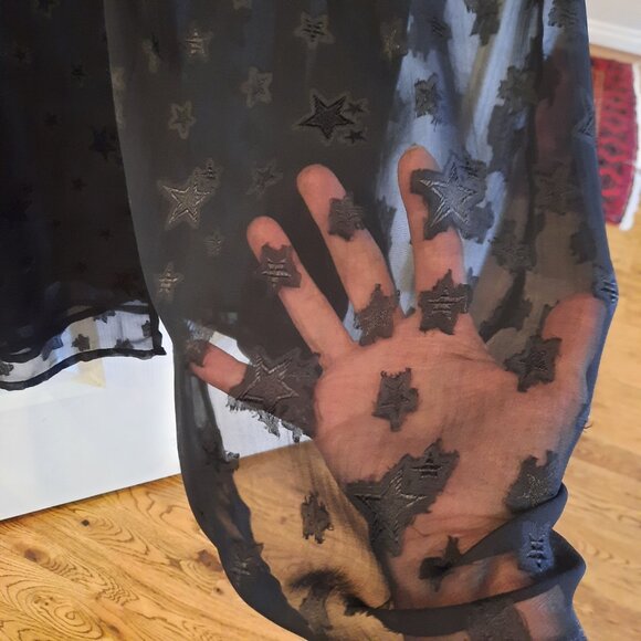 NEW Topshop Patterned Black V-Neck Sheer Midi Dress with Embroidery, Size 12 - Picture 7 of 11